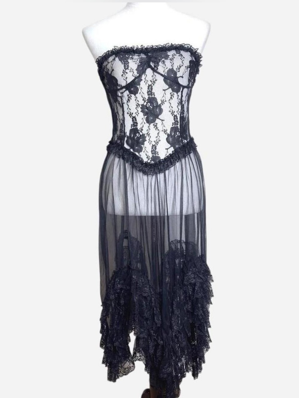 Vintage Andrea Kristoff for Escante Black Sheer Lace Nightgown ‼️Open to Offers